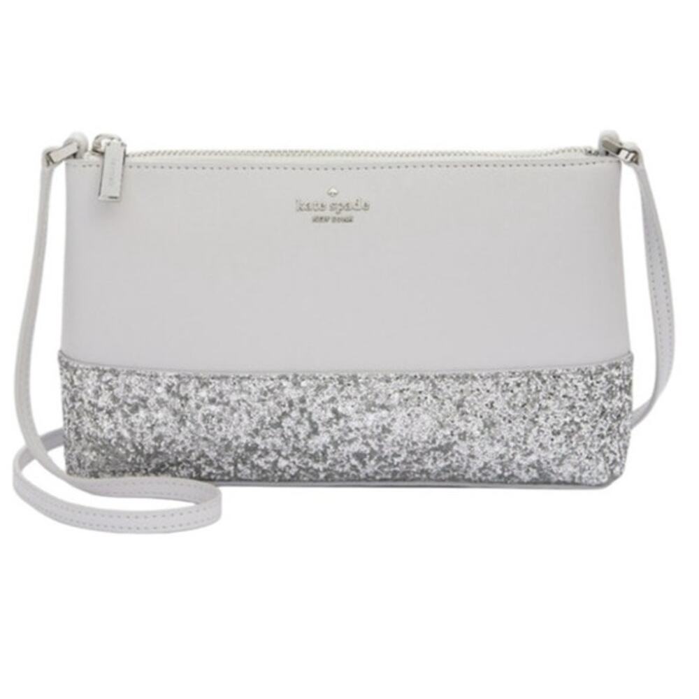 Kate Spade New York Flash Silver Crossbody Sparkled Glitter Leather Bag Chic NWT - Picture 3 of 10